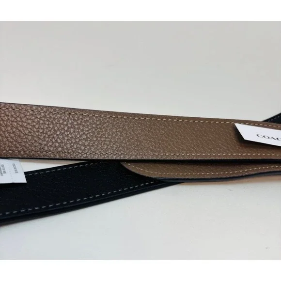 Coach CZ785 Reversible Replacement Adjustable Strap Black Gold Stone Leather NWT - Picture 5 of 12